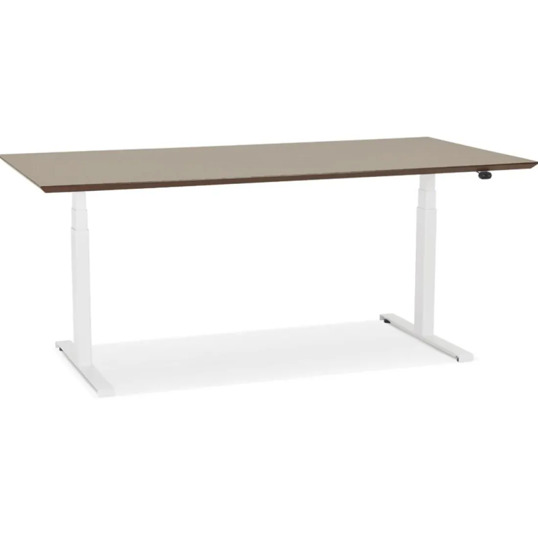 Bureau assis-debout électrique 'BIONIK' avec plateau en bois finition Noyer et pied en métal