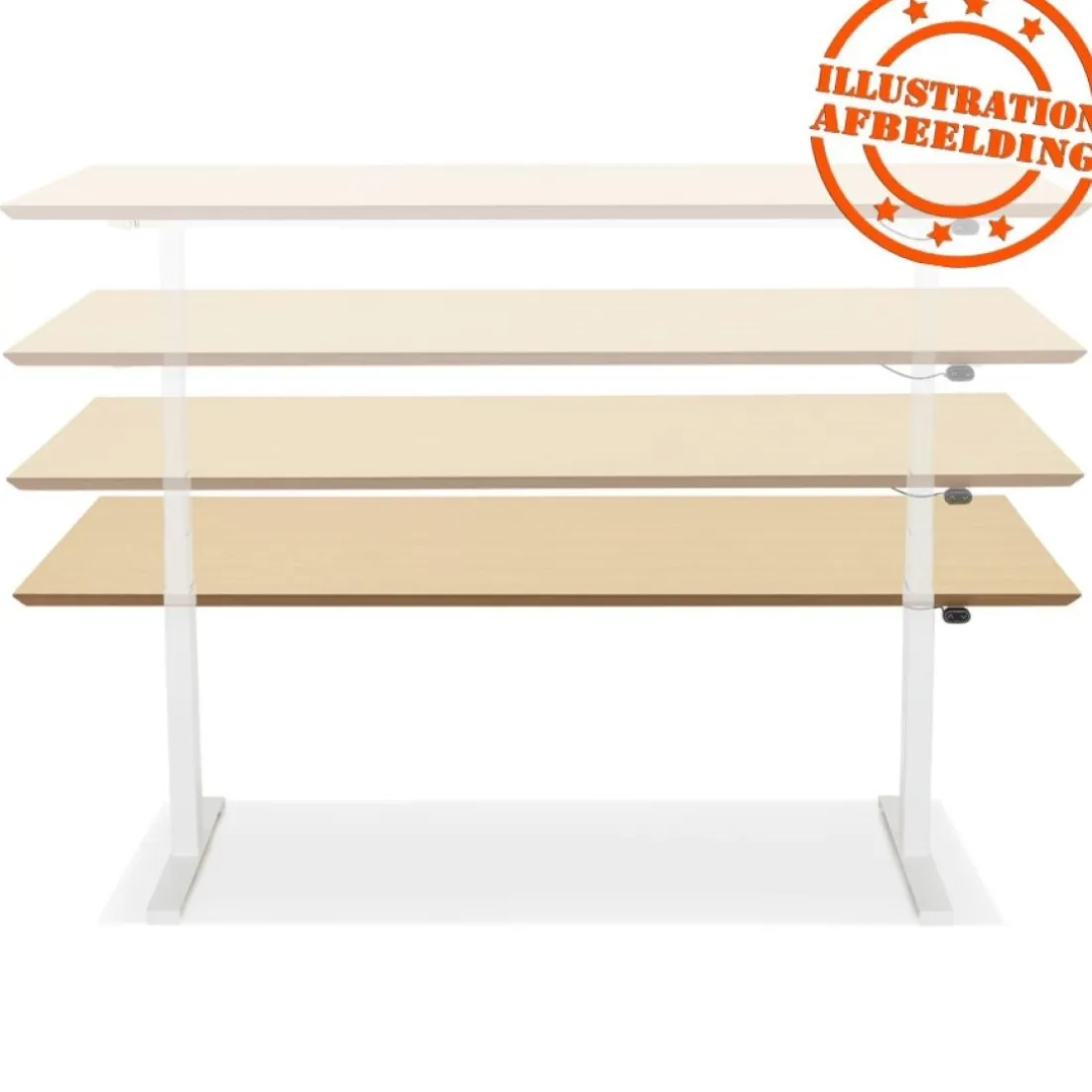 Bureau assis-debout électrique 'BIONIK' avec plateau en bois finition Noyer et pied en métal