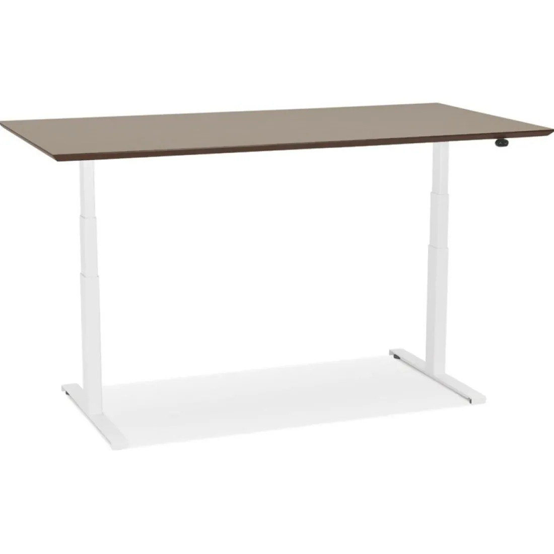 Bureau assis-debout électrique 'BIONIK' avec plateau en bois finition Noyer et pied en métal