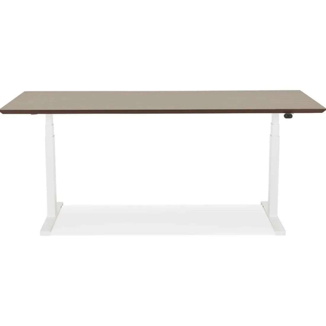 Bureau assis-debout électrique 'BIONIK' avec plateau en bois finition Noyer et pied en métal