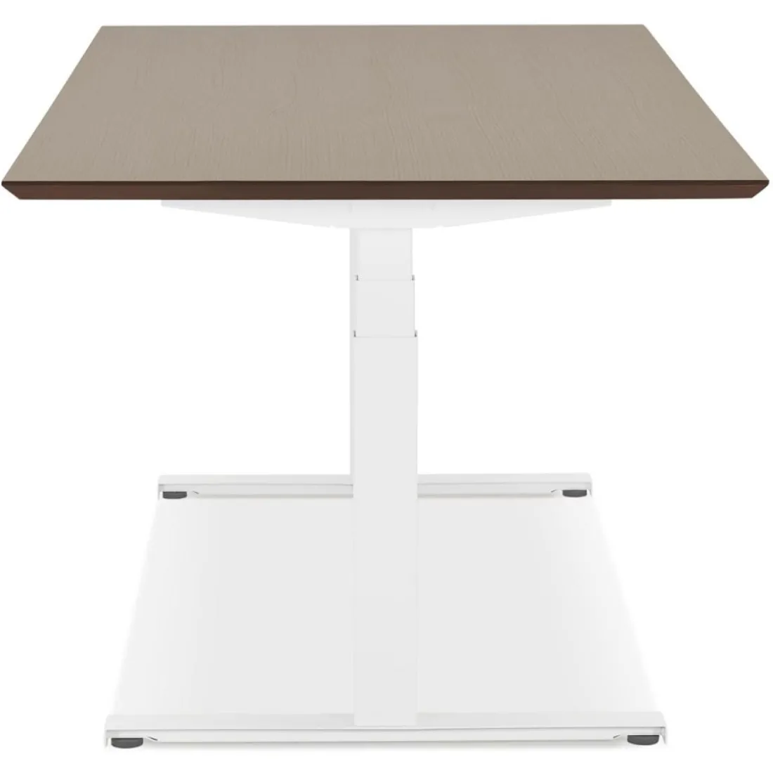 Bureau assis-debout électrique 'BIONIK' avec plateau en bois finition Noyer et pied en métal
