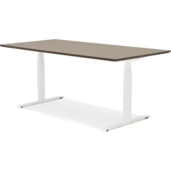 Bureau assis-debout électrique 'BIONIK' avec plateau en bois finition Noyer et pied en métal