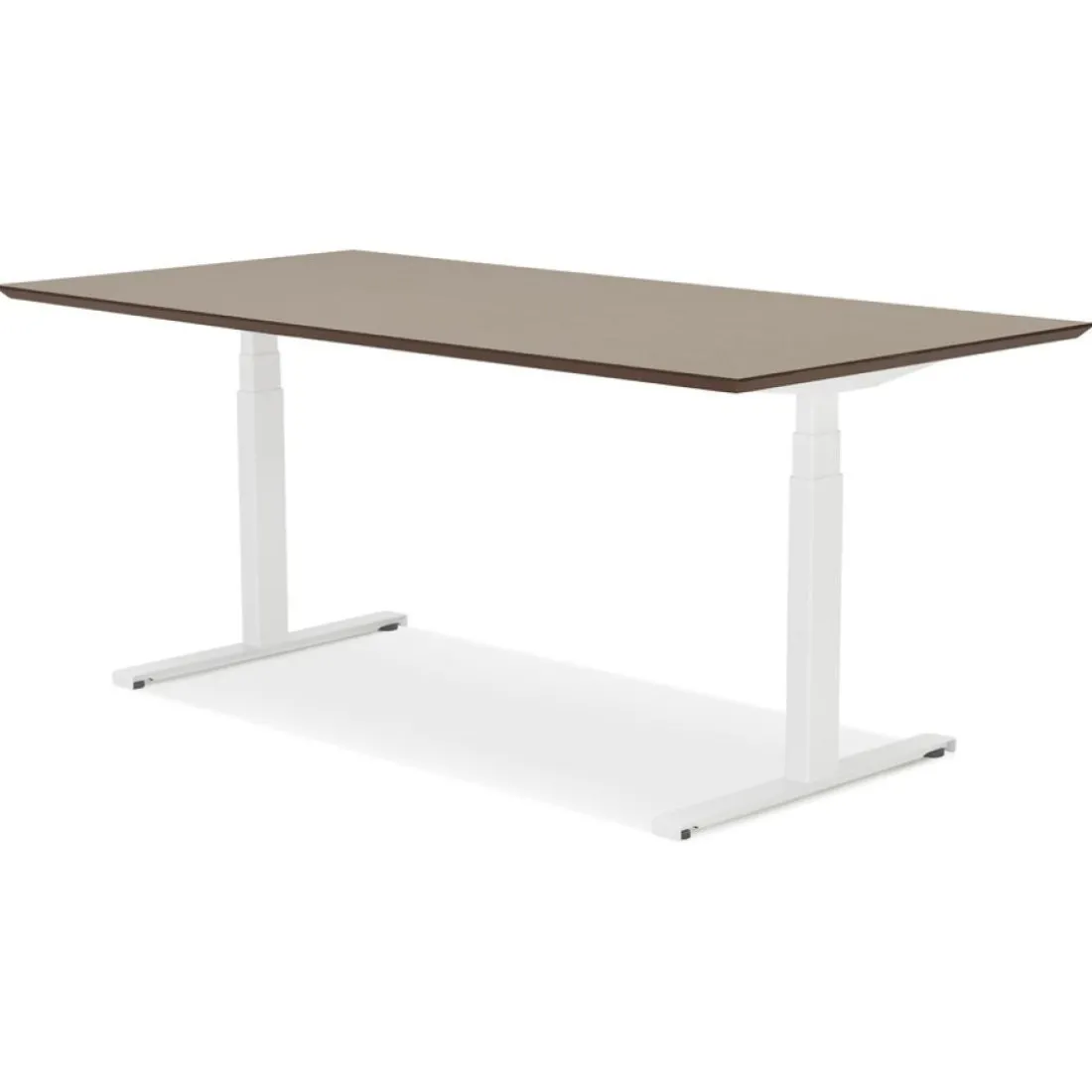 Bureau assis-debout électrique 'BIONIK' avec plateau en bois finition Noyer et pied en métal