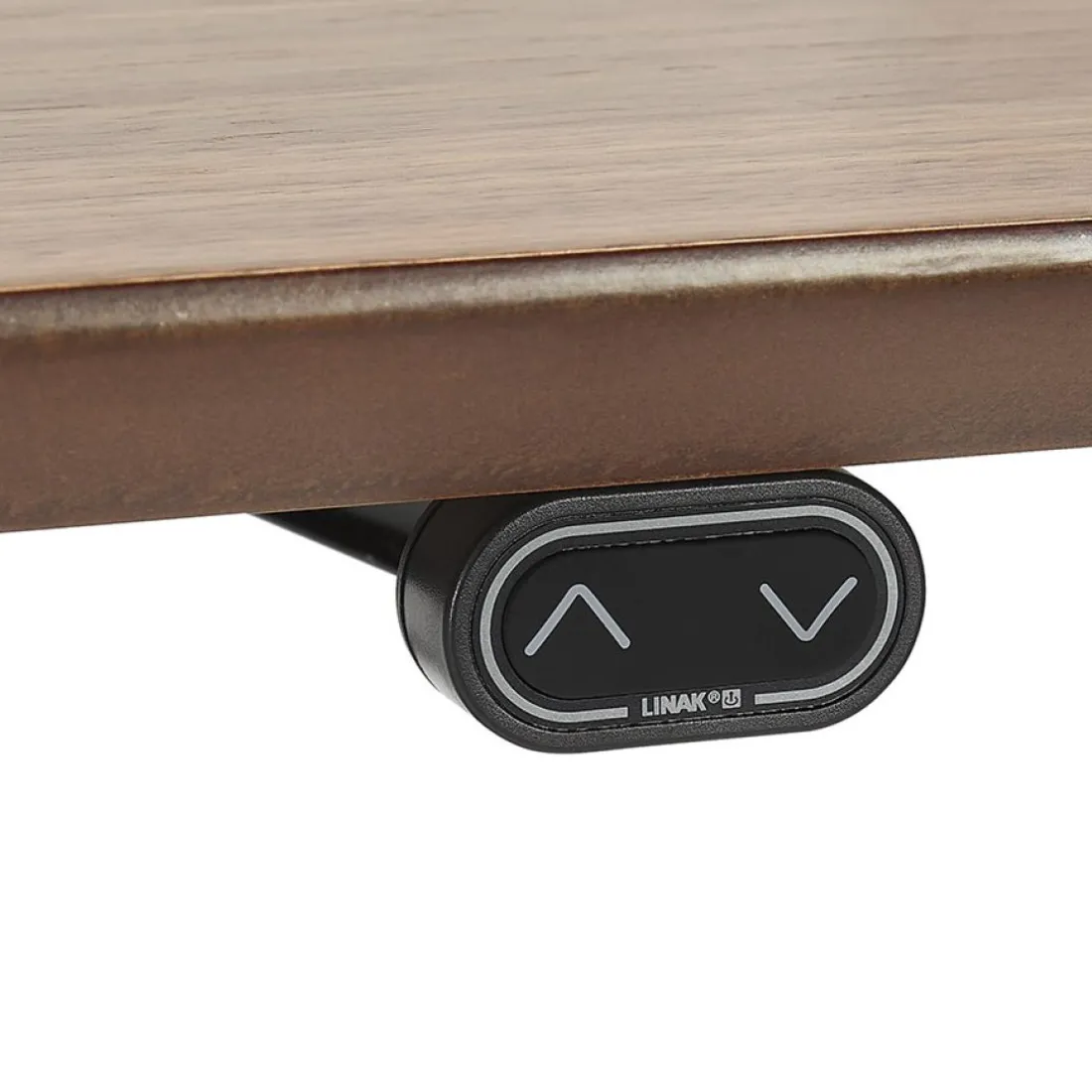 Bureau assis-debout électrique 'BIONIK' avec plateau en bois finition Noyer et pied en métal