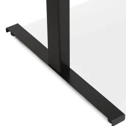 Bureau assis-debout électrique avec plateau en bois et métal noir