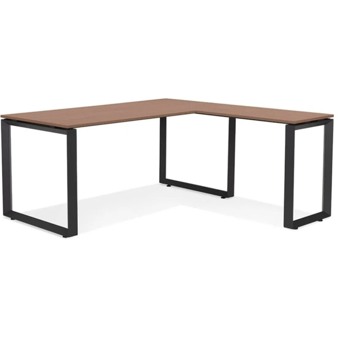 Bureau d'angle design 'BAKUS' en bois finition Noyer et métal noir