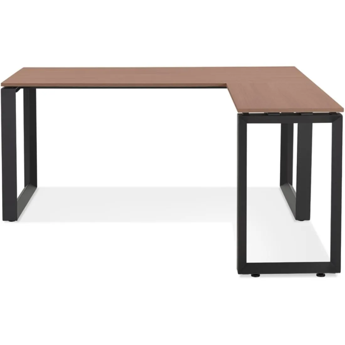 Bureau d'angle design 'BAKUS' en bois finition Noyer et métal noir