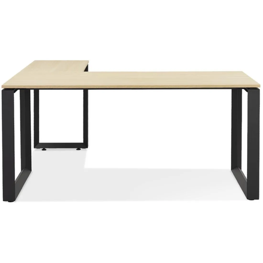 Bureau d'angle design 'BAKUS' en bois finition naturelle et métal noir