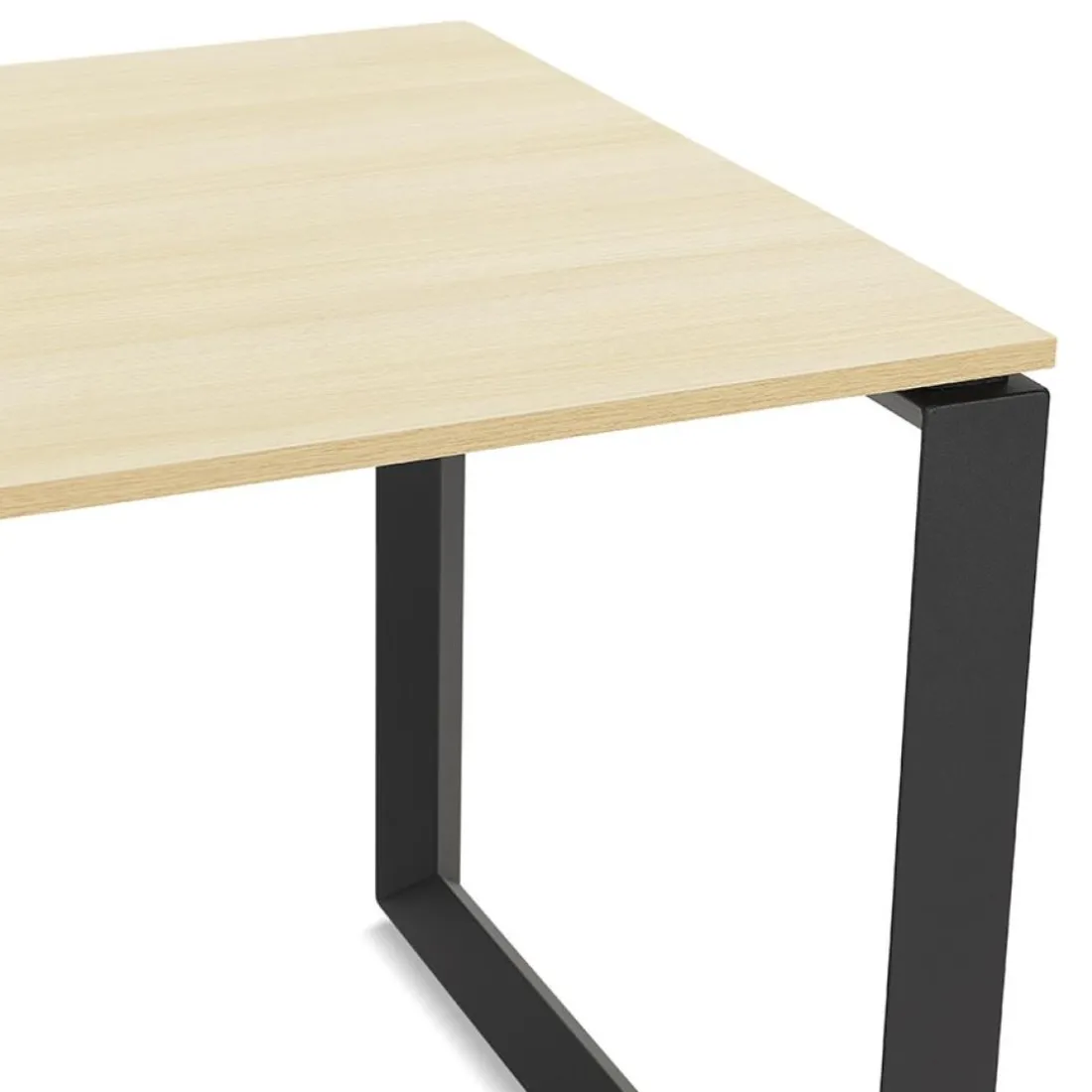 Bureau d'angle design 'BAKUS' en bois finition naturelle et métal noir
