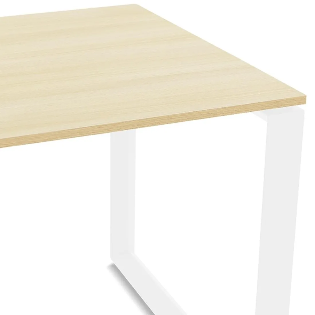 Bureau d'angle design 'BAKUS' en bois finition naturelle et métal blanc
