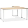 Bureau d'angle design 'XLINE' en bois finition naturelle et métal blanc