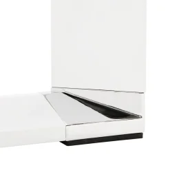 Bureau d'angle design 'XLINE' en bois finition naturelle et métal blanc