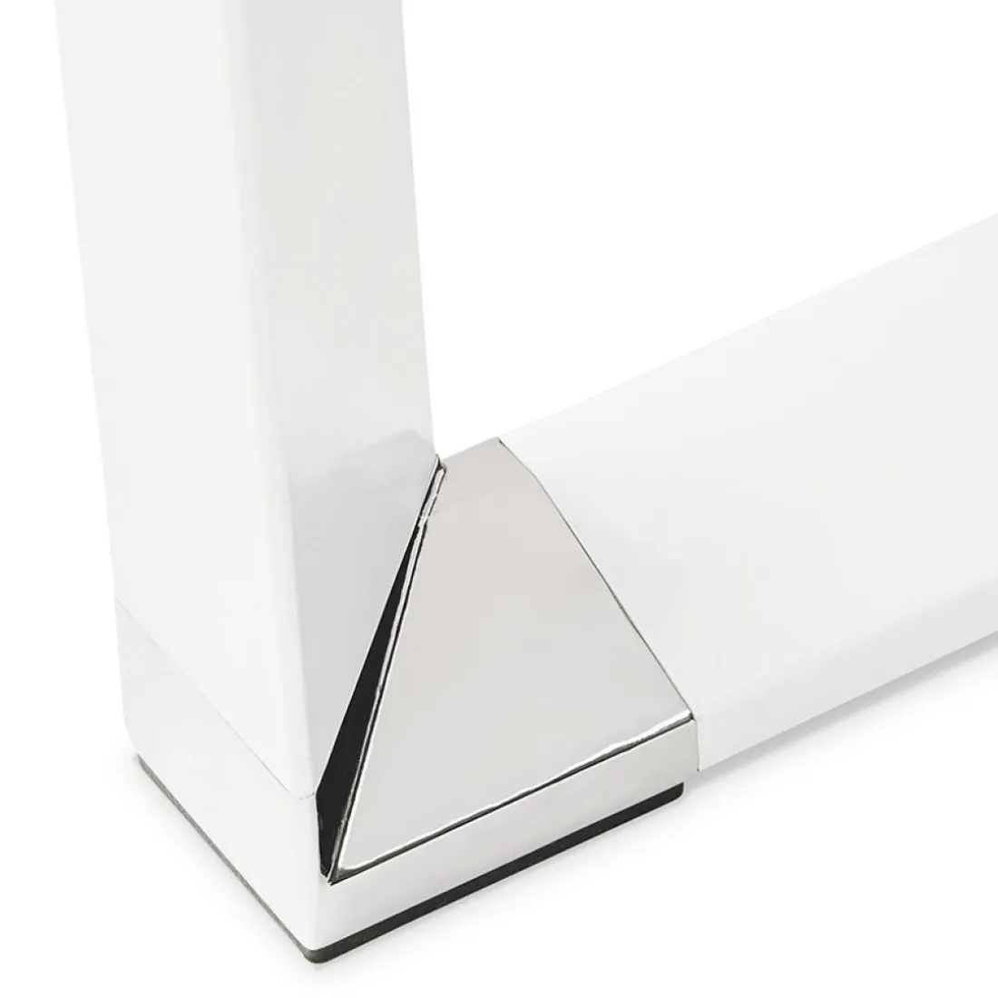 Bureau d'angle design 'XLINE' en bois finition naturelle et métal blanc