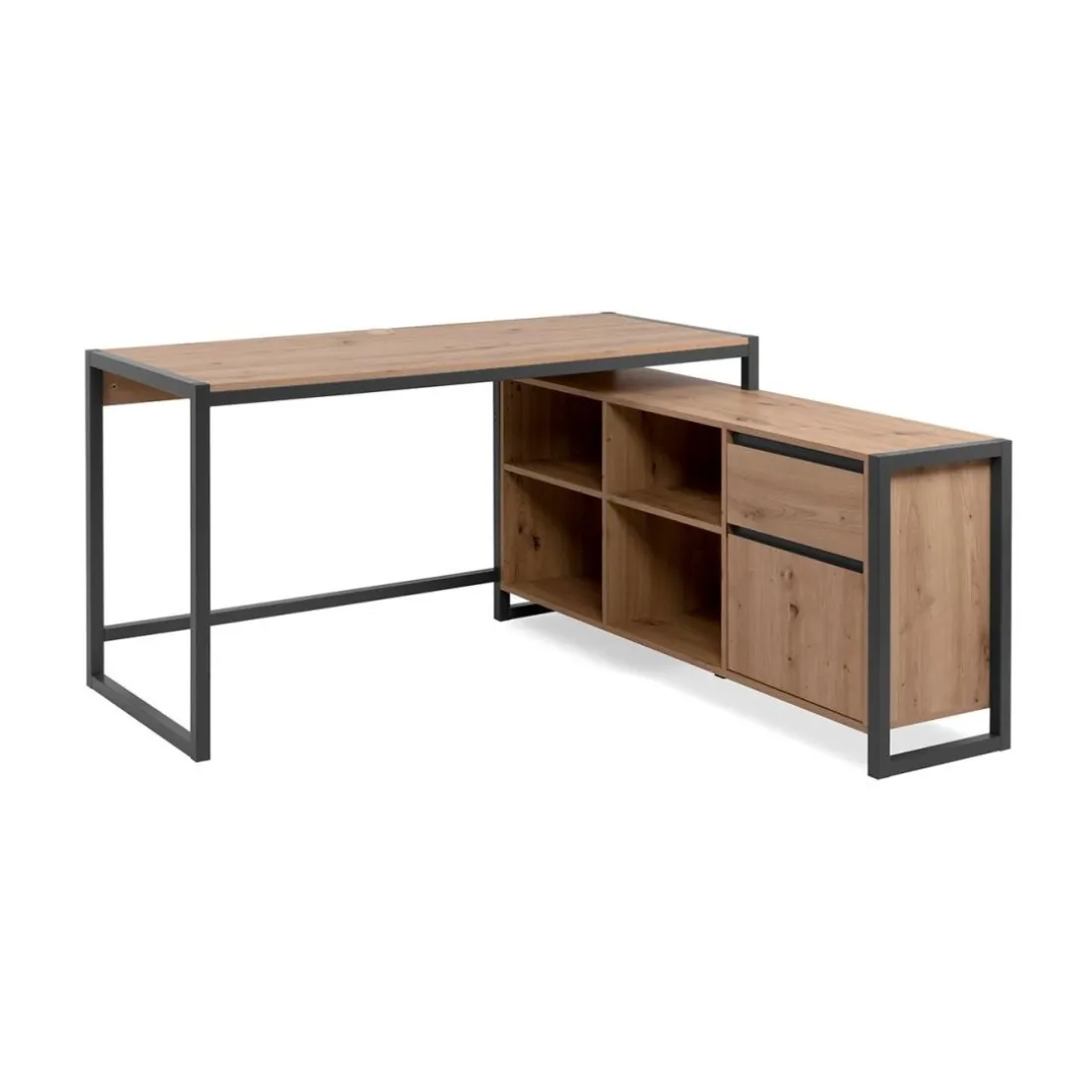 Bureau d'Angle Modulable Décor Chêne Prague