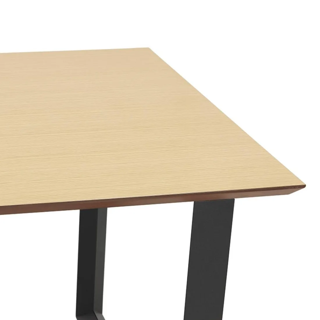 Bureau de direction droit 'GIMINI' en bois finition naturelle et métal noir