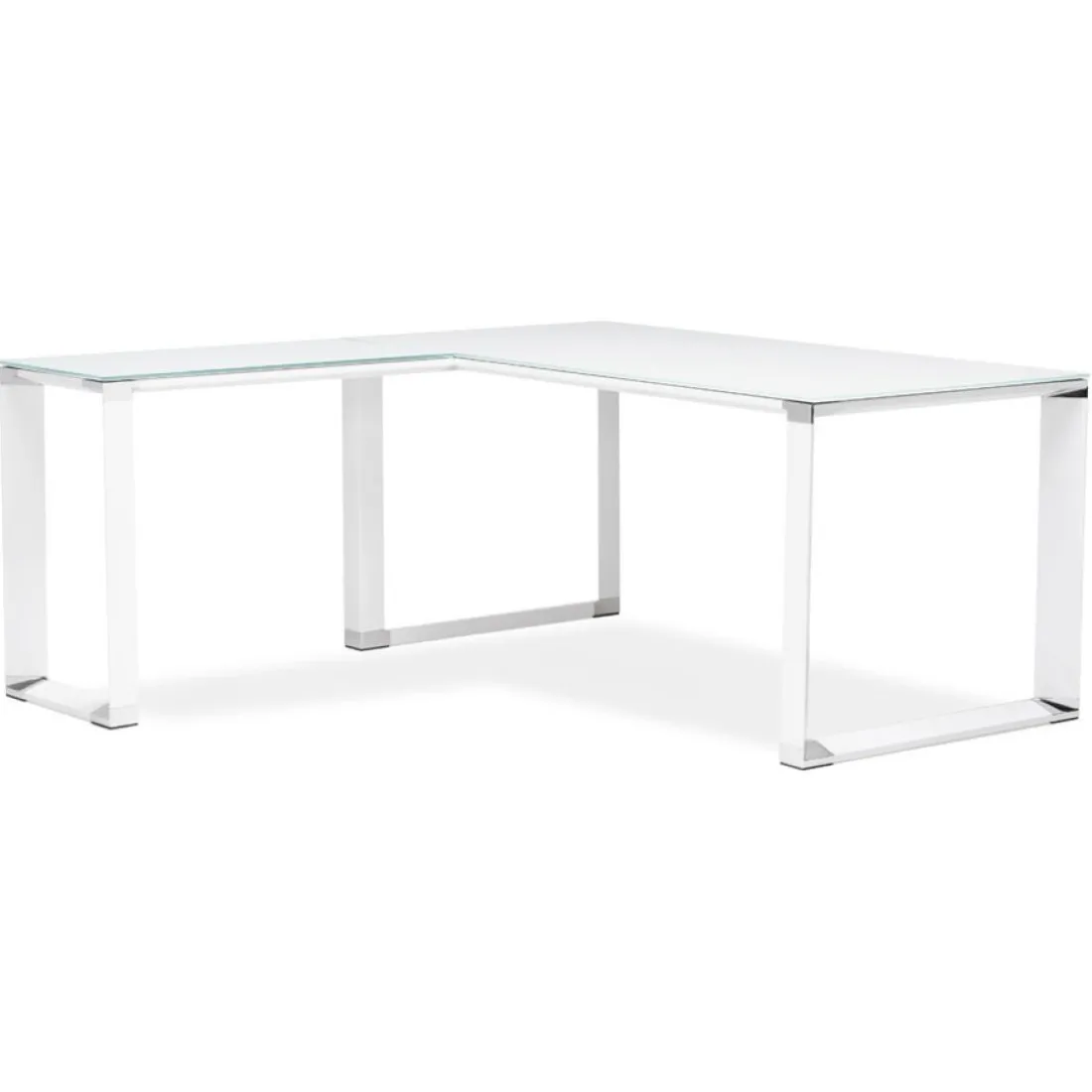 Bureau de direction en angle design 'XLINE' en verre blanc