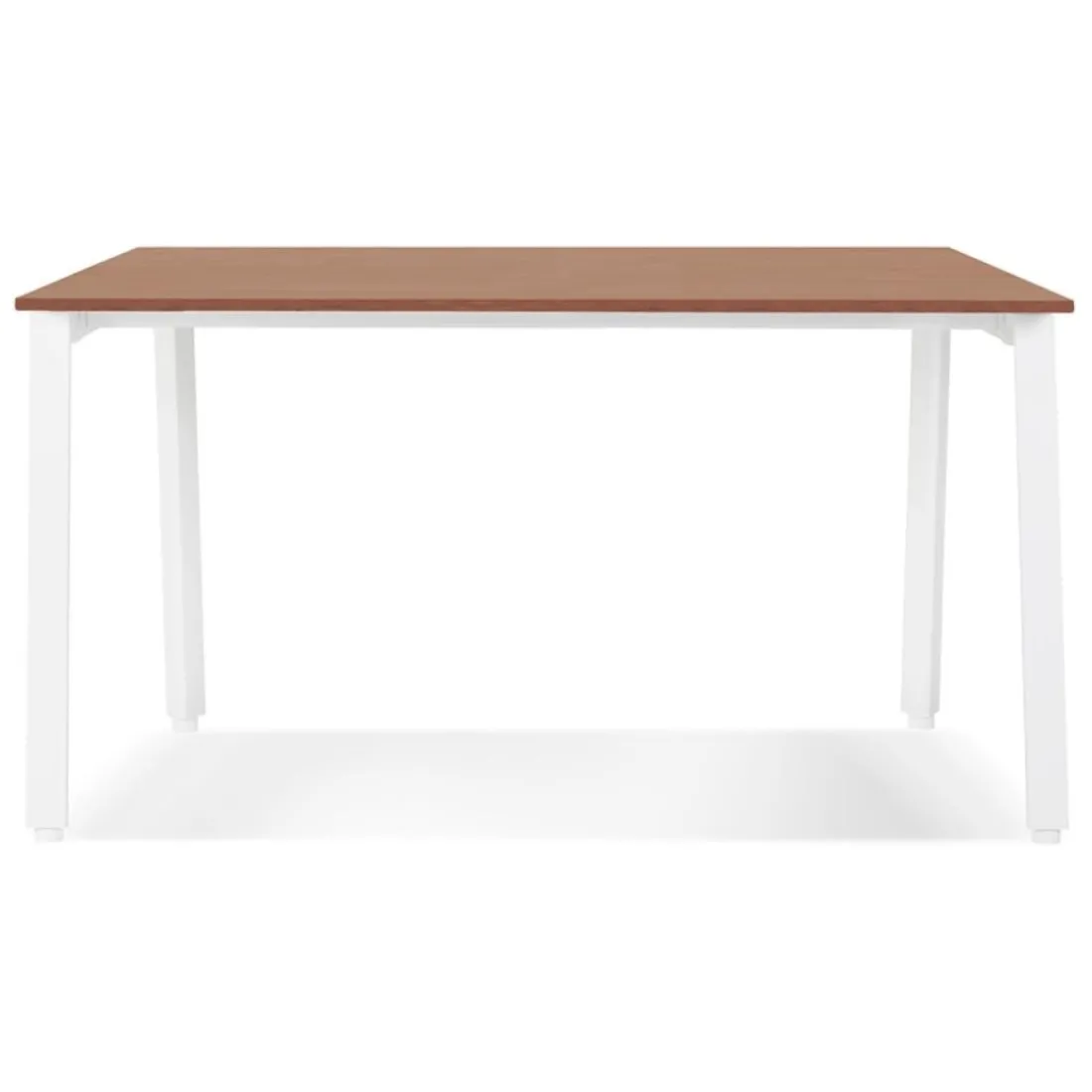 Bureau droit design 'AMADEUS' en bois finition Noyer et métal blanc