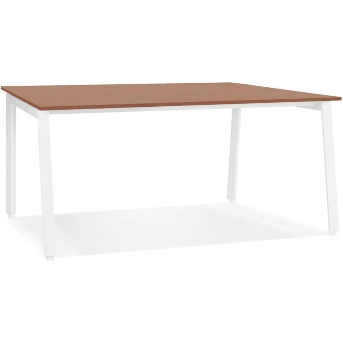 Bureau droit design 'AMADEUS' en bois finition Noyer et métal blanc