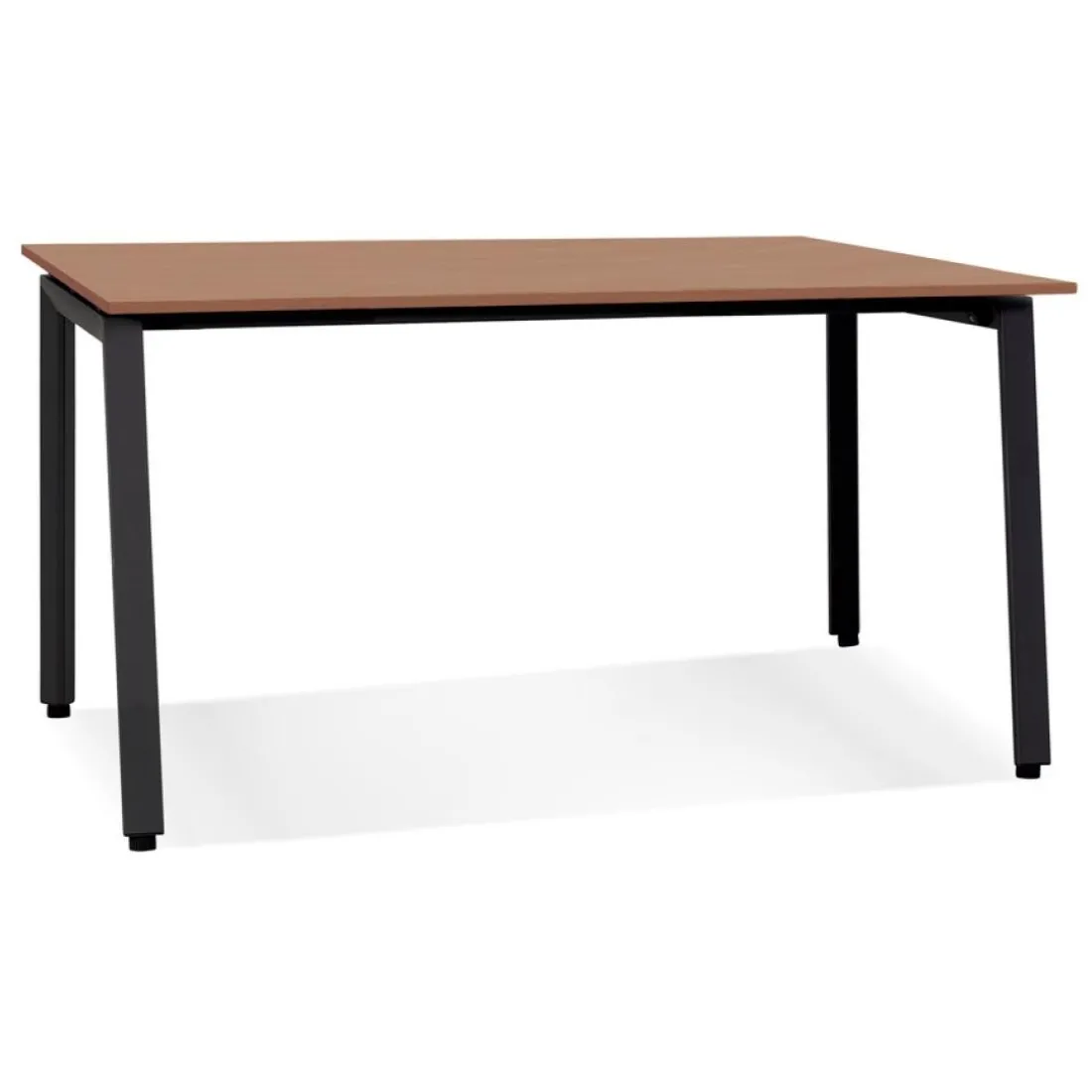 Bureau droit design 'AMADEUS' en bois finition Noyer et métal noir