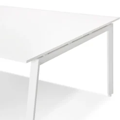 Bureau droit design 'AMADEUS' en bois et métal blanc