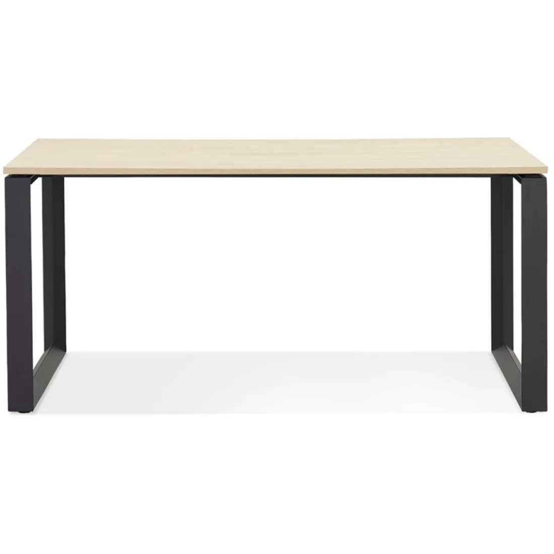 Bureau droit design 'BAKUS' en bois finition naturelle et métal noir