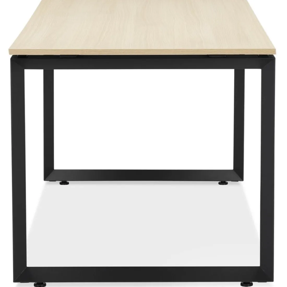 Bureau droit design 'BAKUS' en bois finition naturelle et métal noir