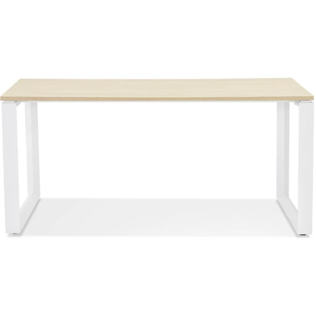 Bureau droit design 'BAKUS' en bois finition naturelle et métal blanc