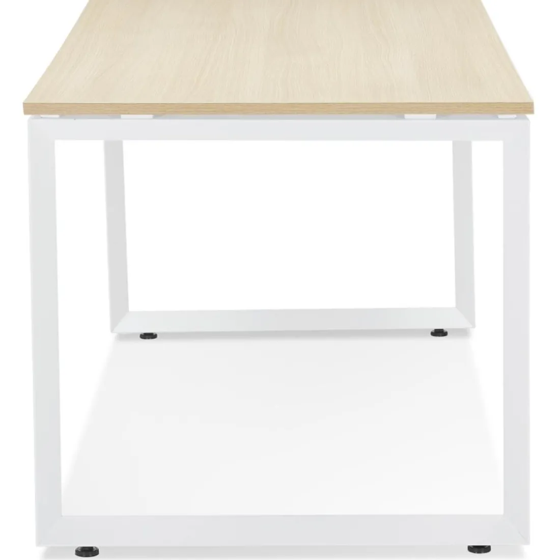 Bureau droit design 'BAKUS' en bois finition naturelle et métal blanc