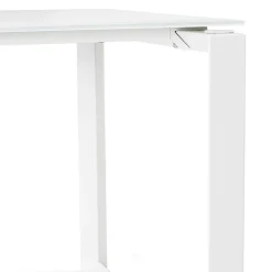 Bureau droit design 'BAKUS' en verre et métal blanc
