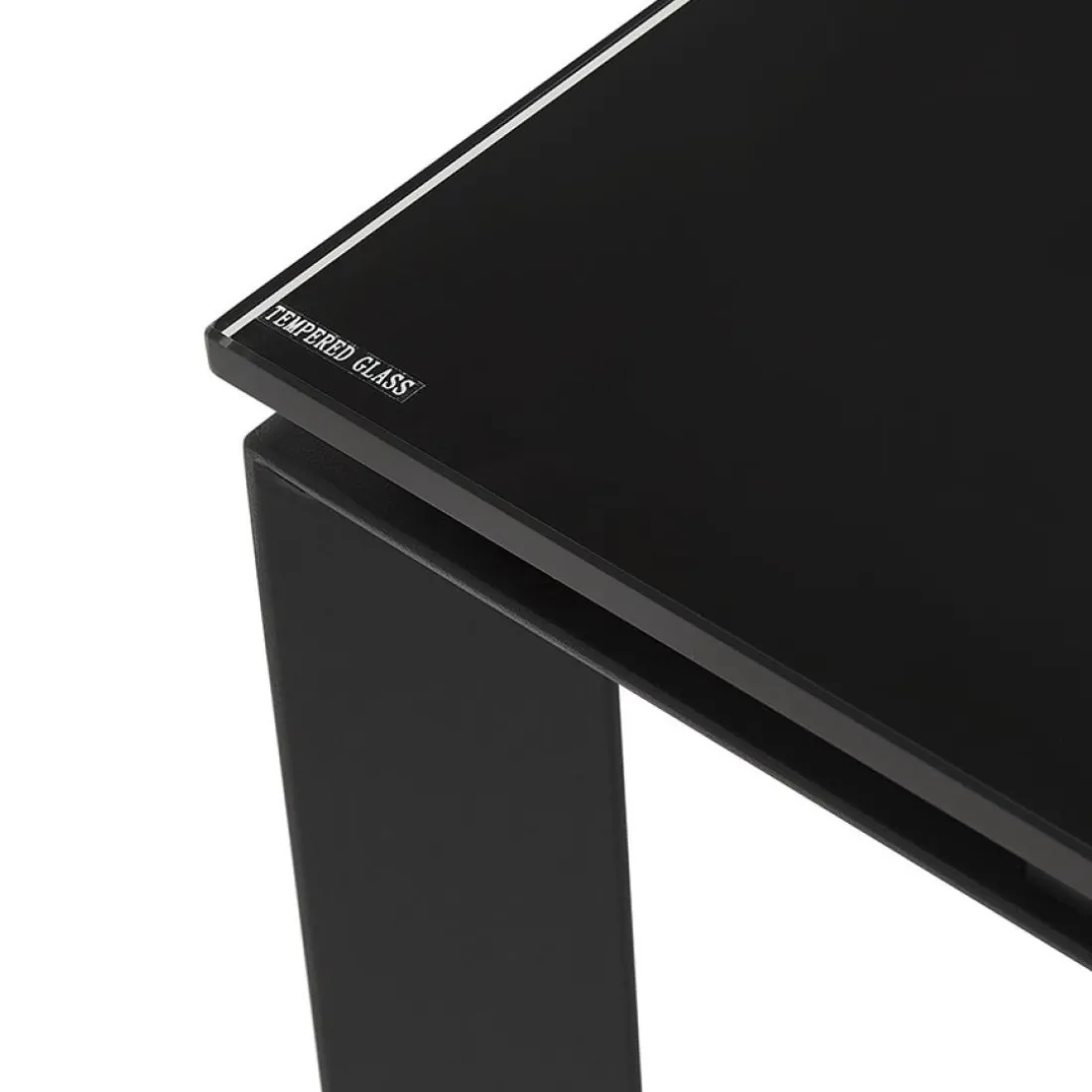 Bureau droit design 'BAKUS' en verre et métal noir