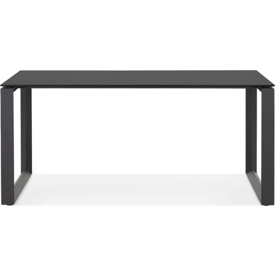 Bureau droit design 'BAKUS' en verre et métal noir