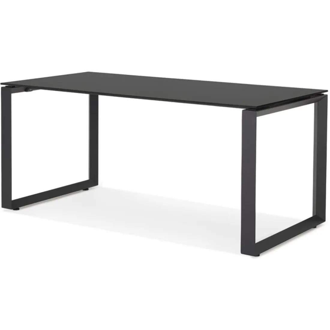 Bureau droit design 'BAKUS' en verre et métal noir