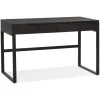 Bureau droit design 'DOMINIK' en bois et métal noir