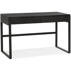 Bureau droit design 'DOMINIK' en bois et métal noir