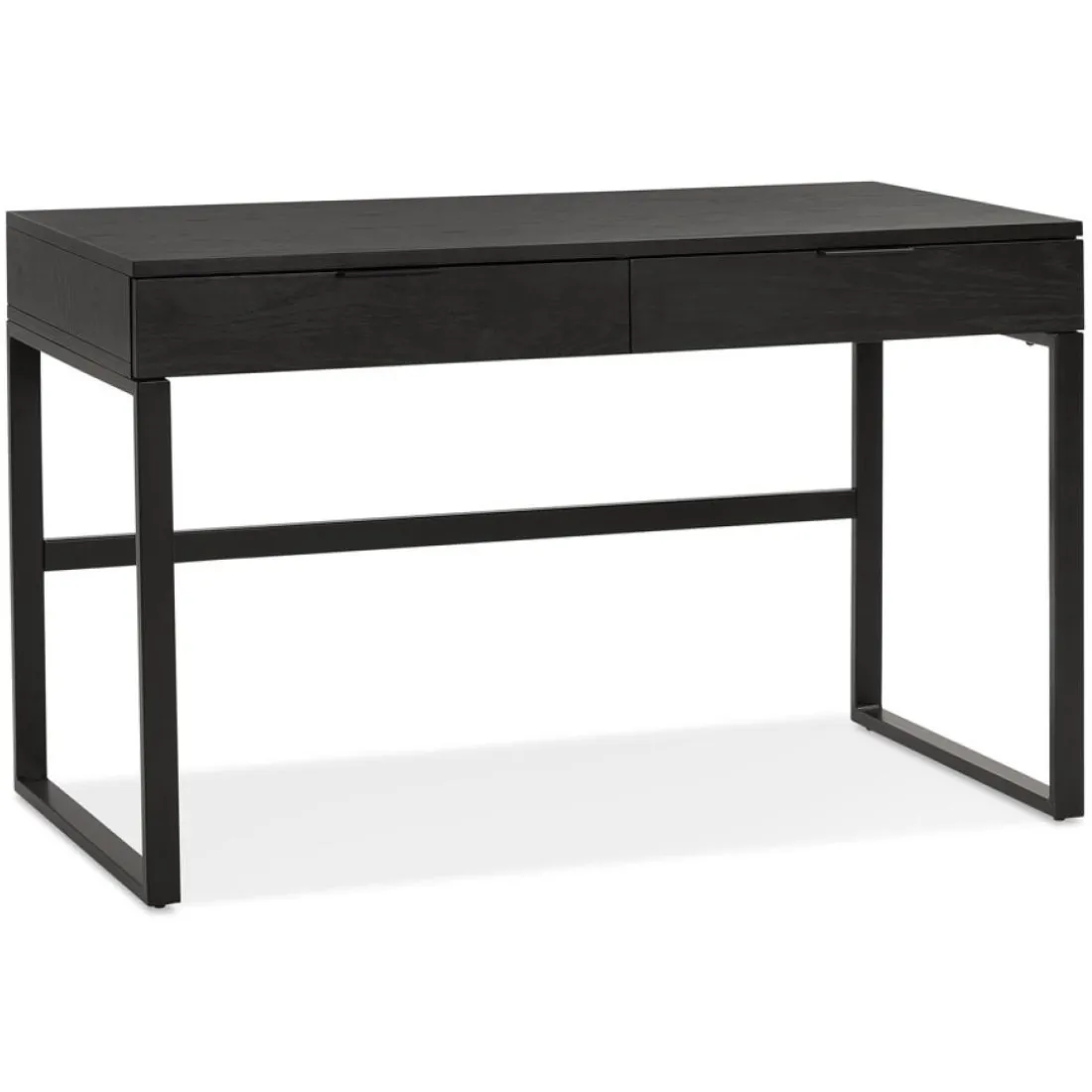 Bureau droit design 'DOMINIK' en bois et métal noir