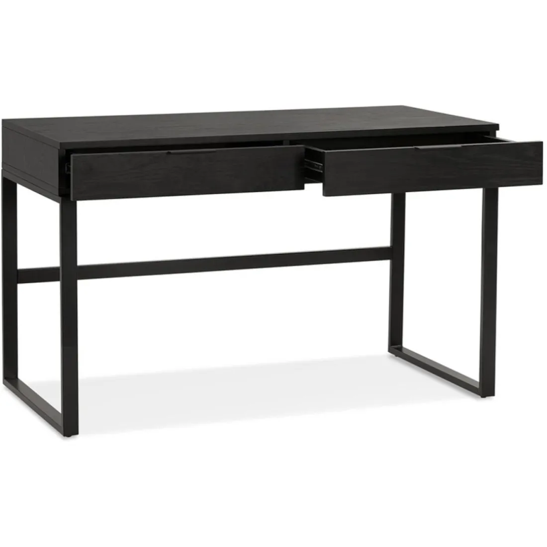 Bureau droit design 'DOMINIK' en bois et métal noir