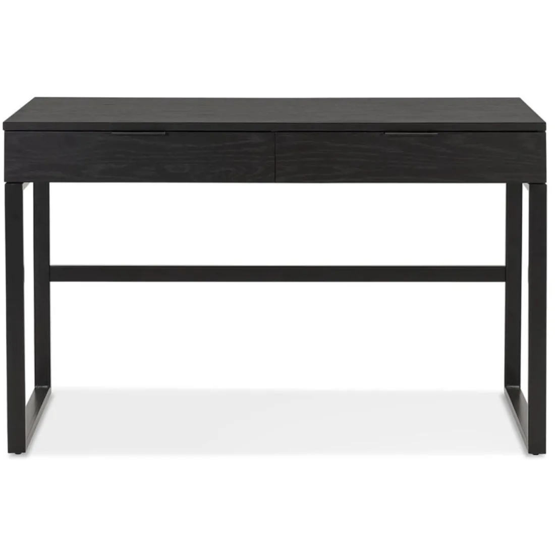 Bureau droit design 'DOMINIK' en bois et métal noir