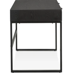 Bureau droit design 'DOMINIK' en bois et métal noir