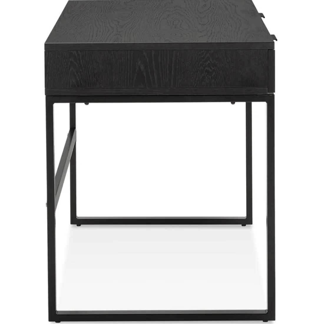 Bureau droit design 'DOMINIK' en bois et métal noir