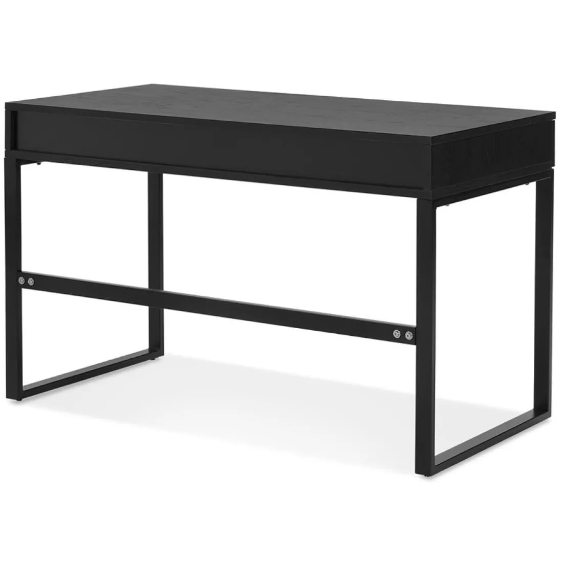 Bureau droit design 'DOMINIK' en bois et métal noir