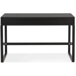 Bureau droit design 'DOMINIK' en bois et métal noir
