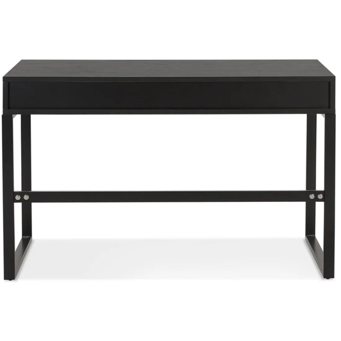 Bureau droit design 'DOMINIK' en bois et métal noir