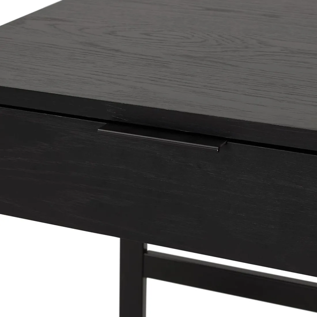 Bureau droit design 'DOMINIK' en bois et métal noir
