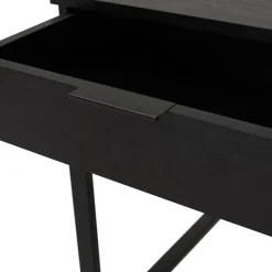 Bureau droit design 'DOMINIK' en bois et métal noir