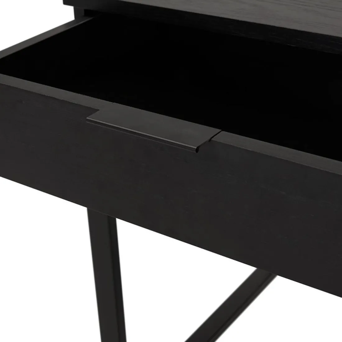 Bureau droit design 'DOMINIK' en bois et métal noir
