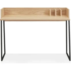 Bureau droit design 'SALMON' en bois finition naturelle et métal noir