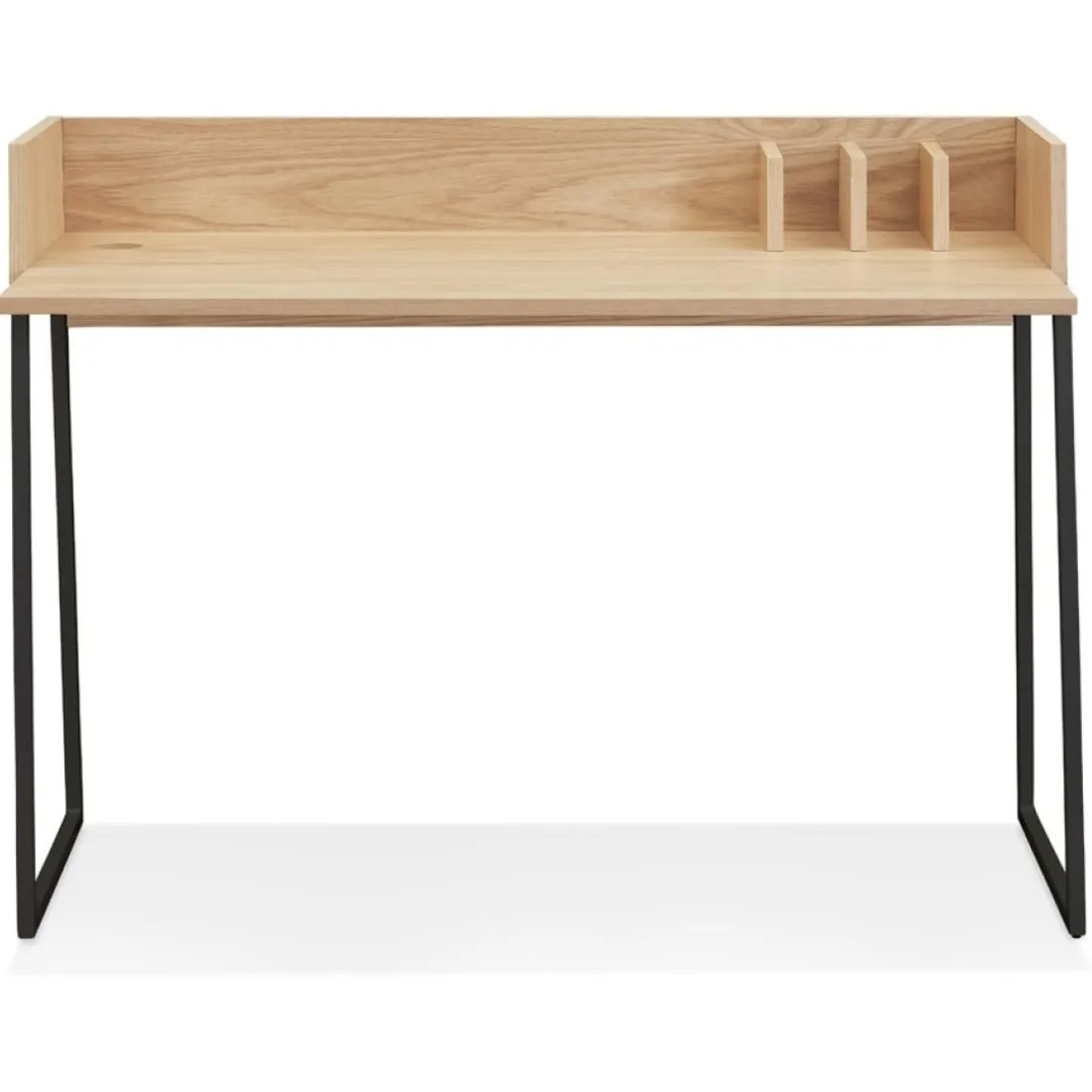 Bureau droit design 'SALMON' en bois finition naturelle et métal noir