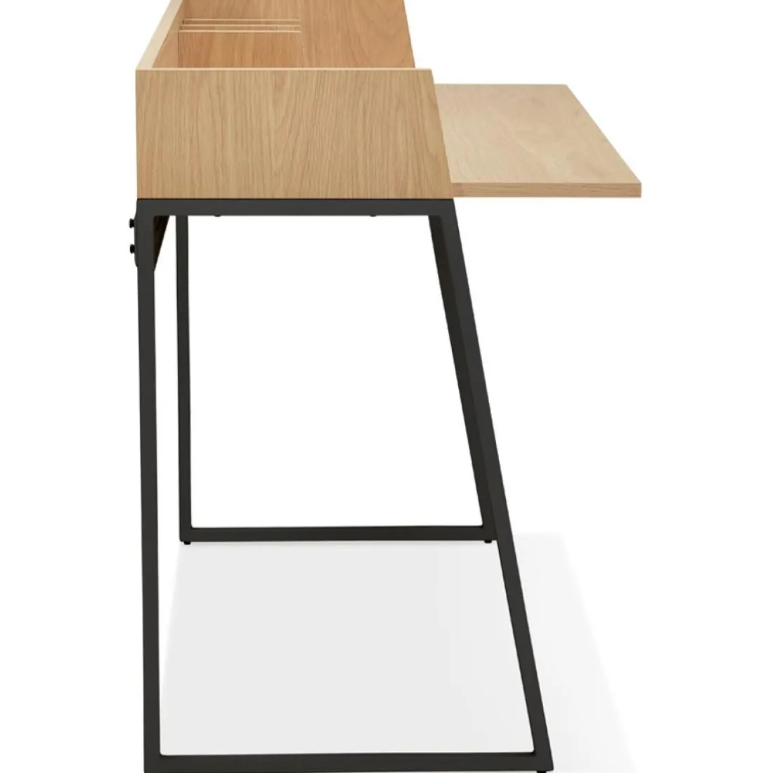 Bureau droit design 'SALMON' en bois finition naturelle et métal noir