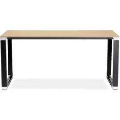 Bureau droit design 'XLINE' en bois finition naturelle et métal noir