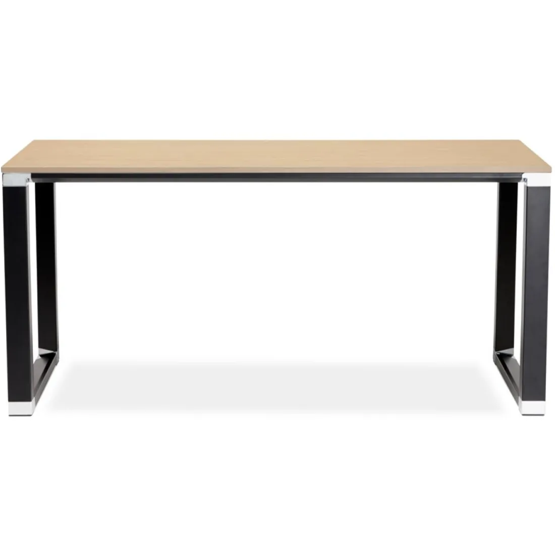 Bureau droit design 'XLINE' en bois finition naturelle et métal noir